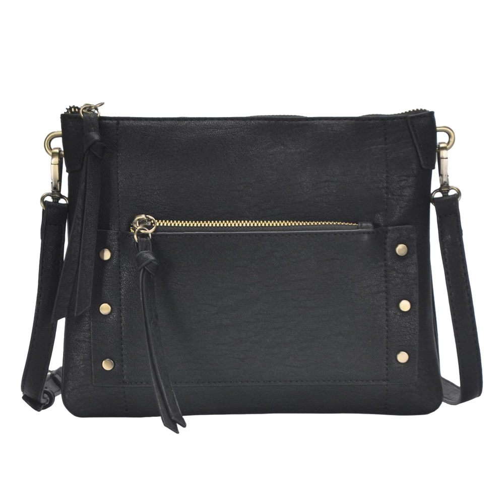 The Savannah Crossbody Shoulder Bag - Black Vegan Leather Bag Shoulder :^)